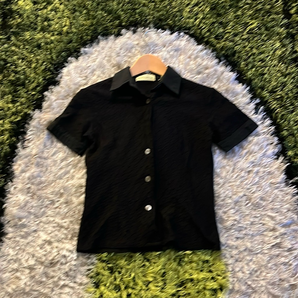 Anthropologie Short Sleeve Button Up Top